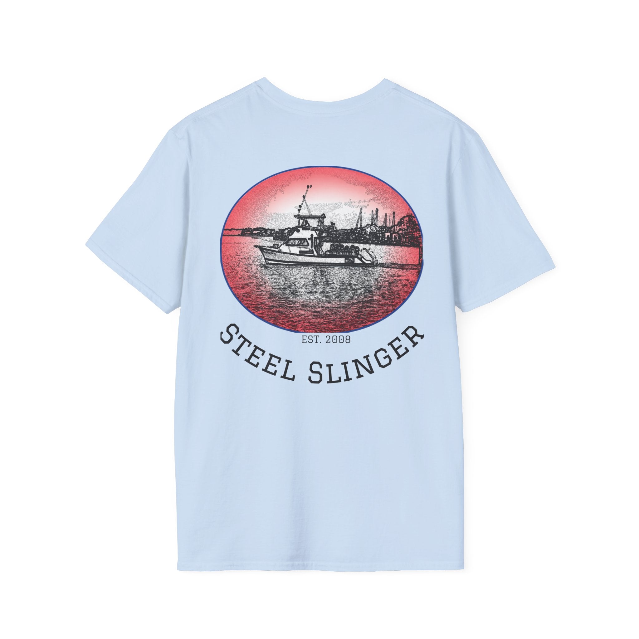 Steel Slinger Boat T-Shirt — Retro Fishing/Boating Tee (Est. 2008)