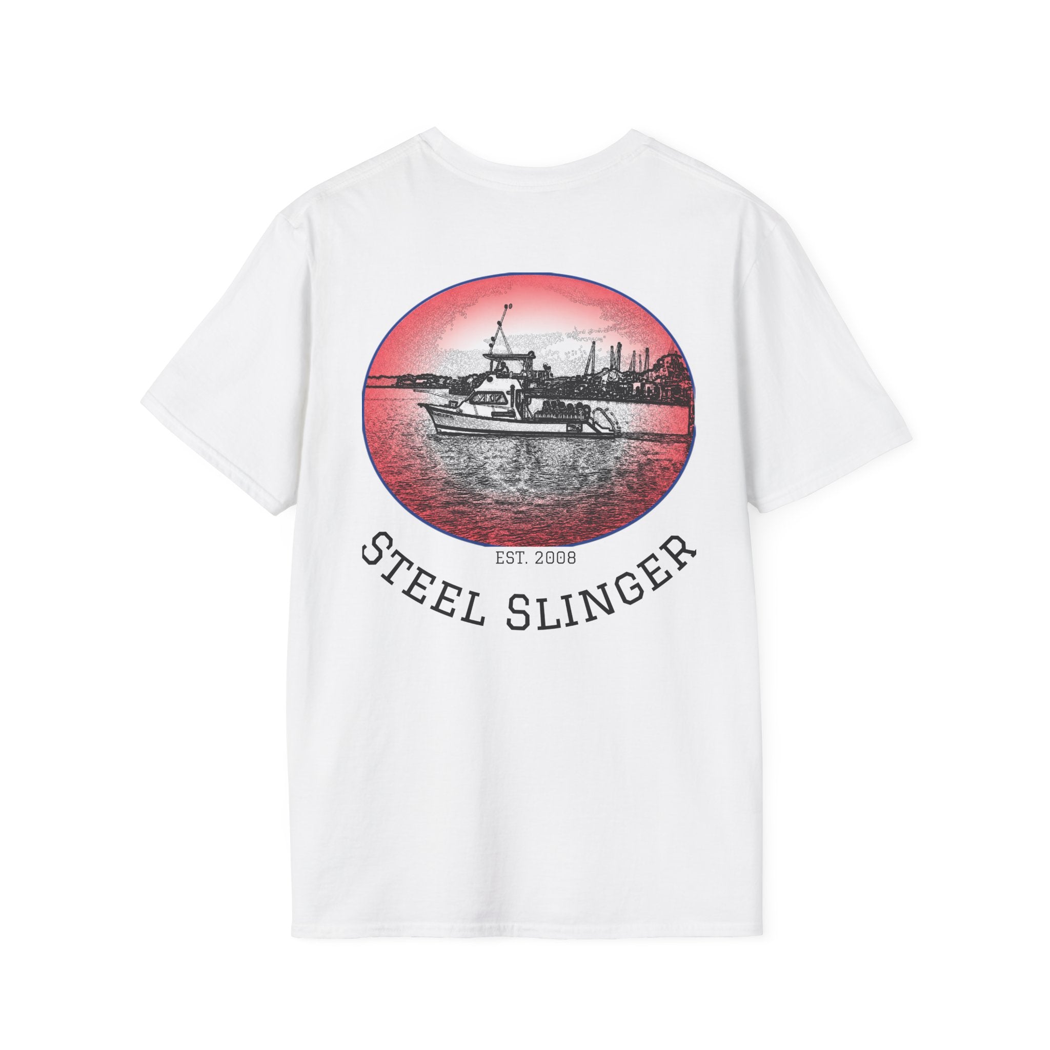 Steel Slinger Boat T-Shirt — Retro Fishing/Boating Tee (Est. 2008)