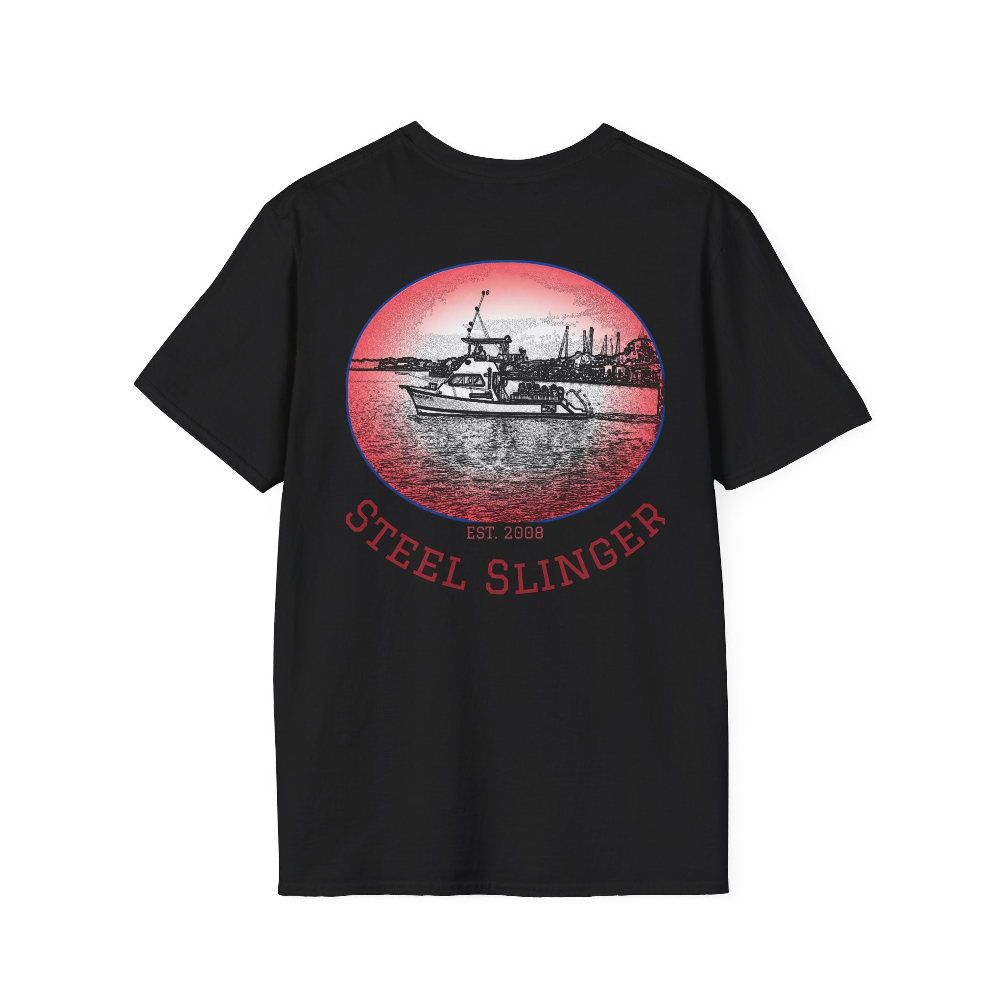 Steel Slinger Boat T-Shirt — Retro Fishing/Boating Tee (Est. 2008)