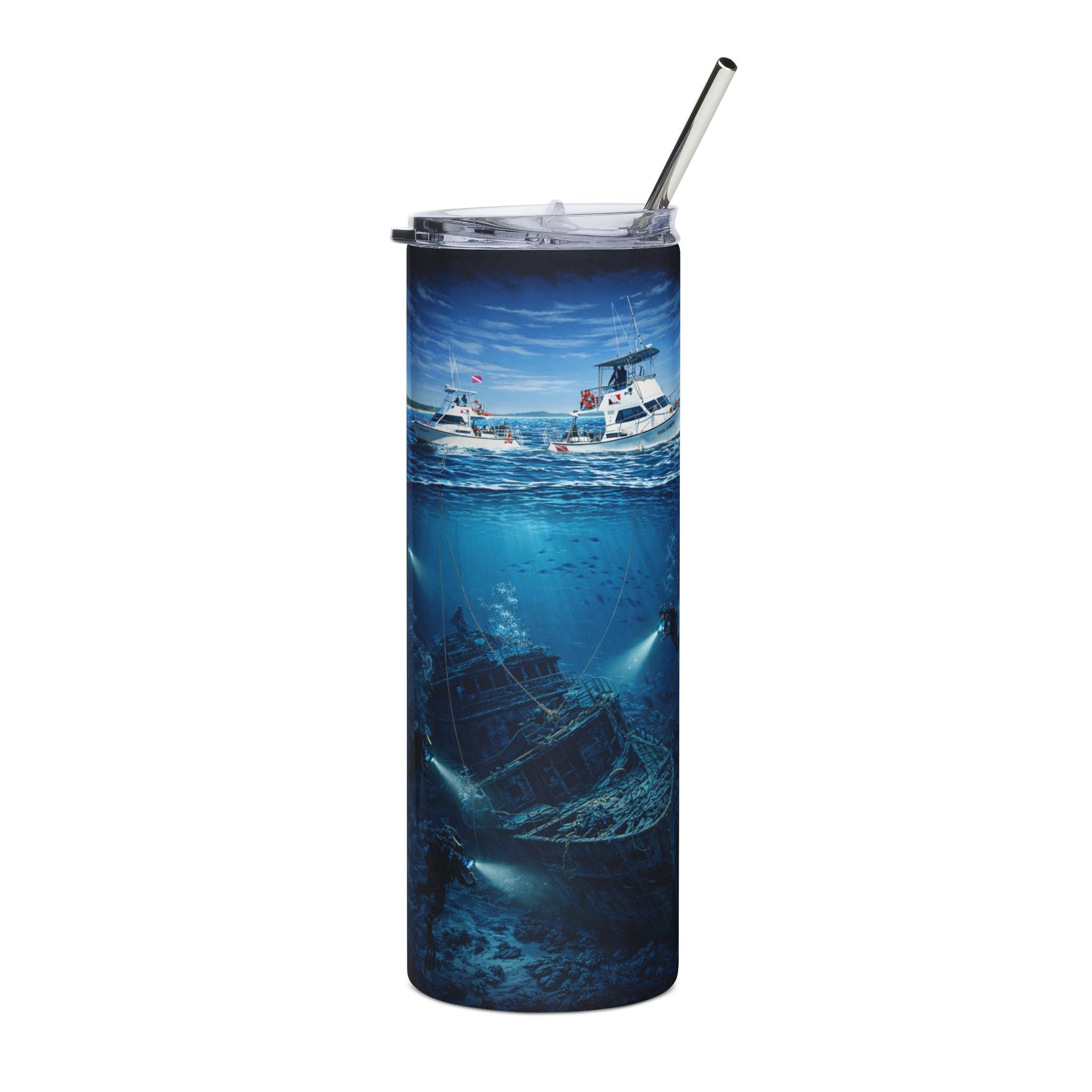 Sunken Ship Ocean Divers Scene Tumbler | 20oz Stainless Steel