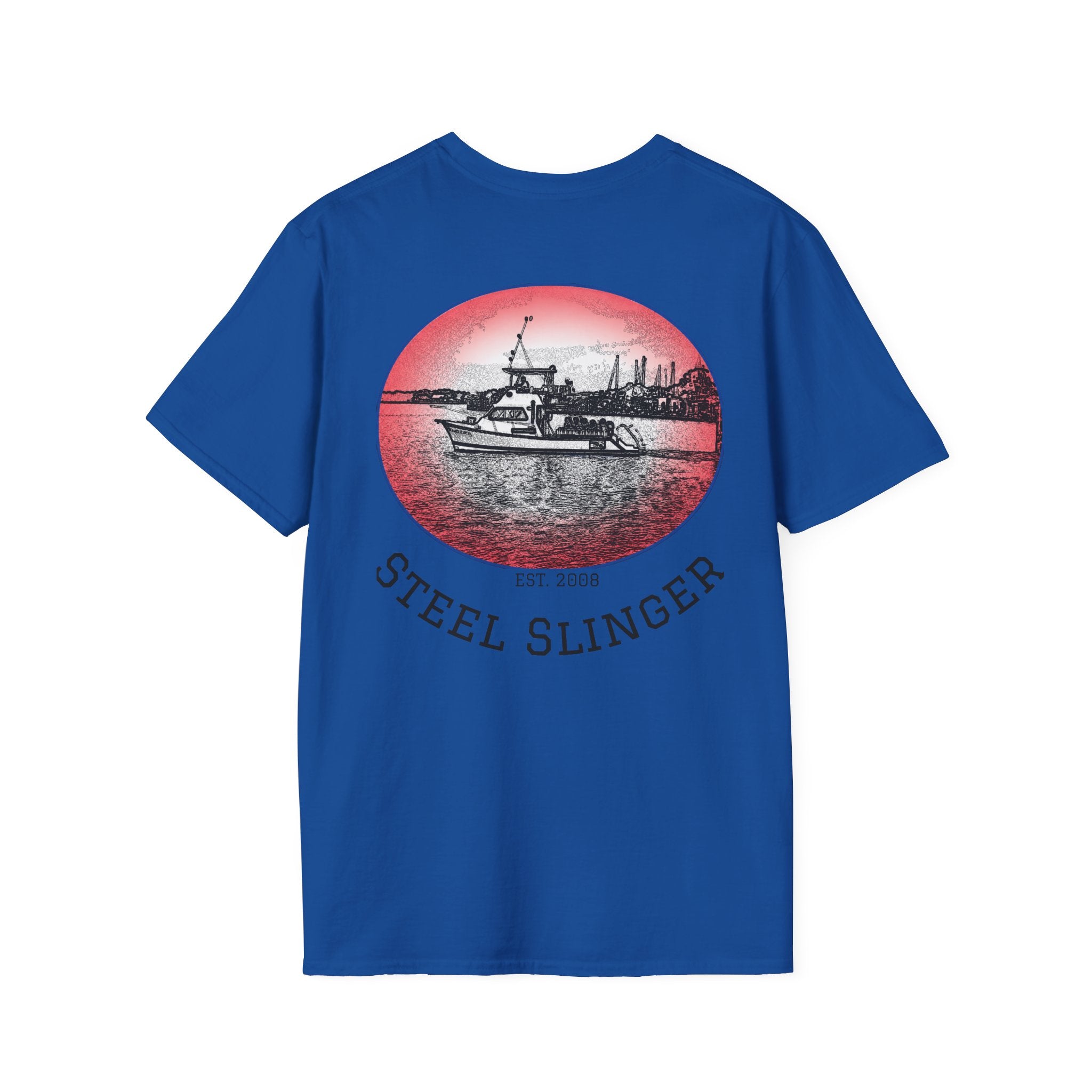 Steel Slinger Boat T-Shirt — Retro Fishing/Boating Tee (Est. 2008)