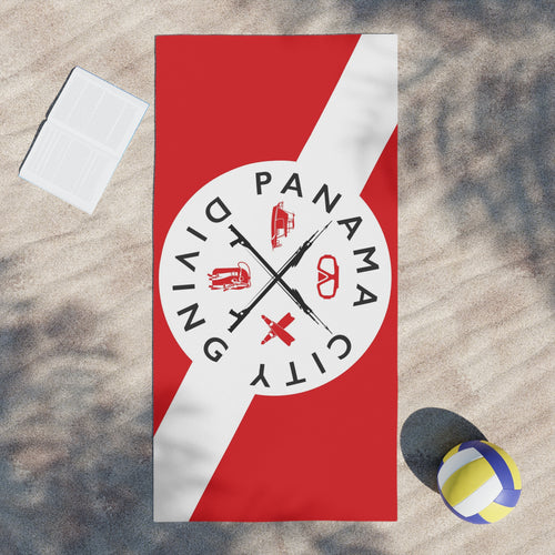 Panama City Diving Beach Towel – Red Scuba Flag Design