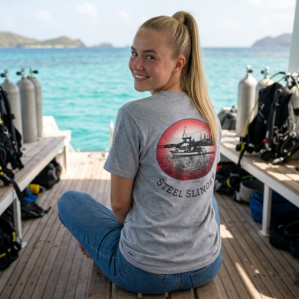 Steel Slinger Boat T-Shirt — Retro Fishing/Boating Tee (Est. 2008)
