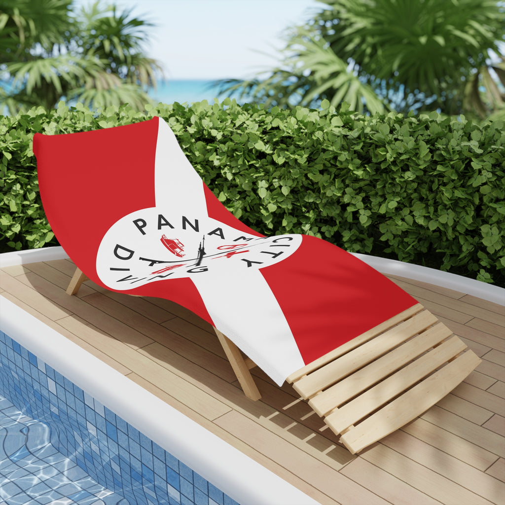 Panama City Diving Beach Towel – Red Scuba Flag Design