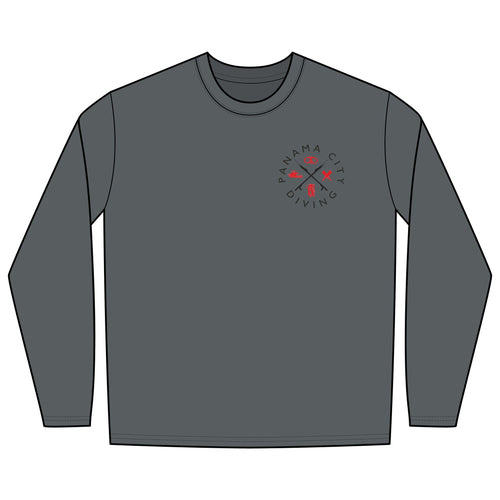 Long Sleeve Rashguard Tee — Panama City Diving Turtle "Stop Flailing or Else"