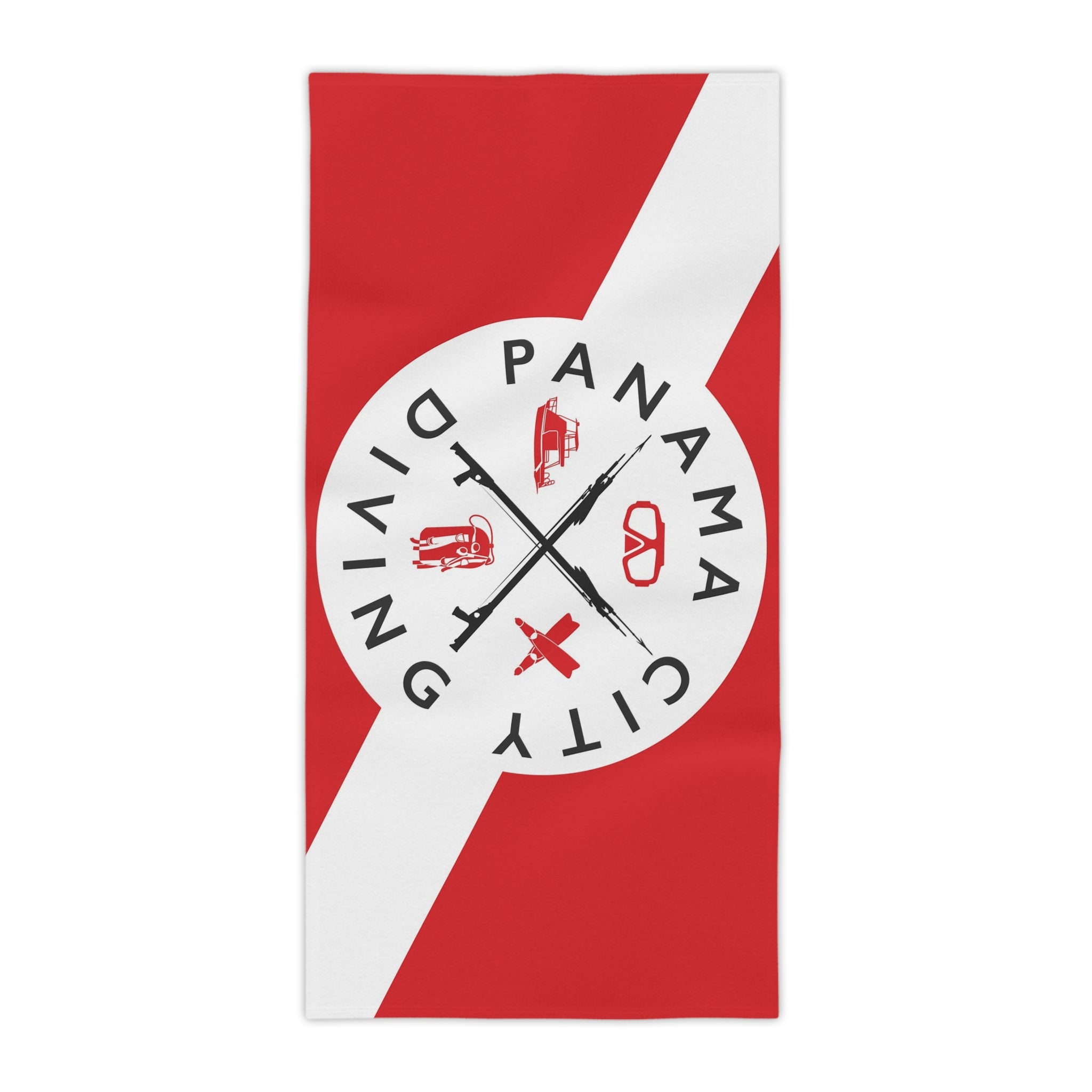 Panama City Diving Beach Towel – Red Scuba Flag Design