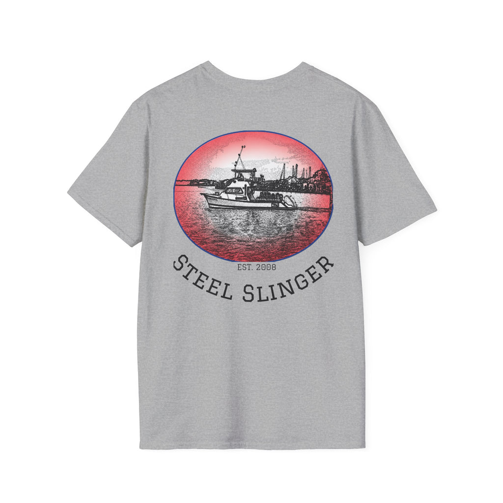 Steel Slinger Boat T-Shirt — Retro Fishing/Boating Tee (Est. 2008)