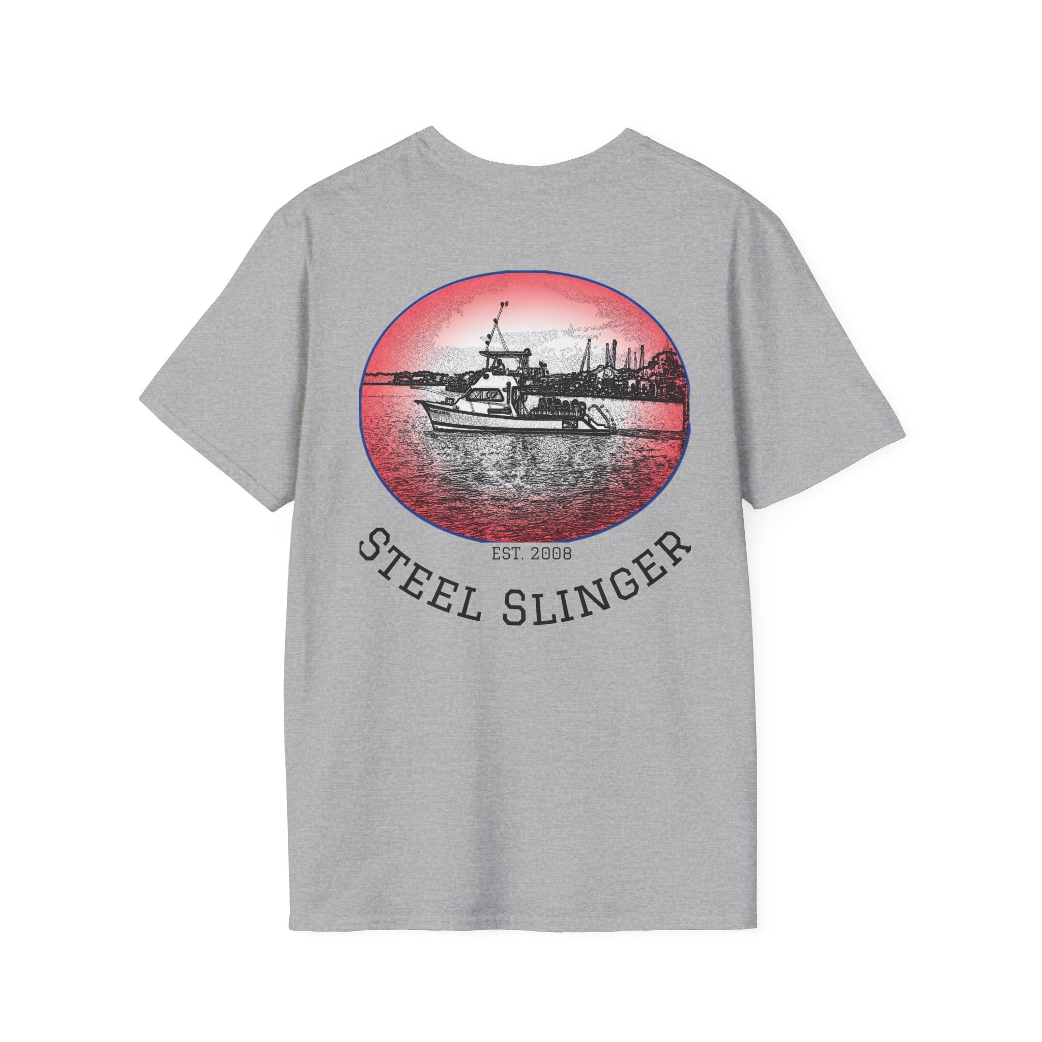Steel Slinger Boat T-Shirt — Retro Fishing/Boating Tee (Est. 2008)