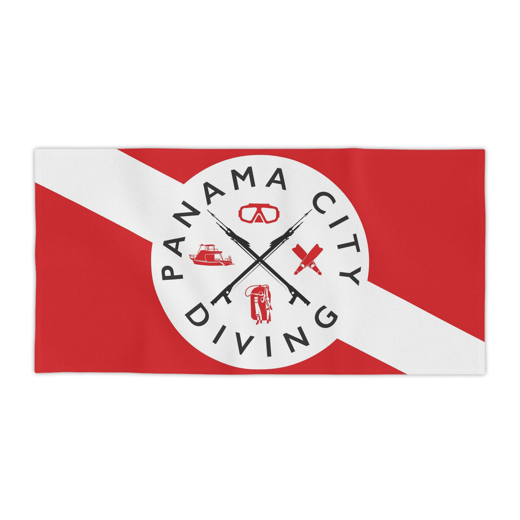 Panama City Diving Beach Towel – Red Scuba Flag Design