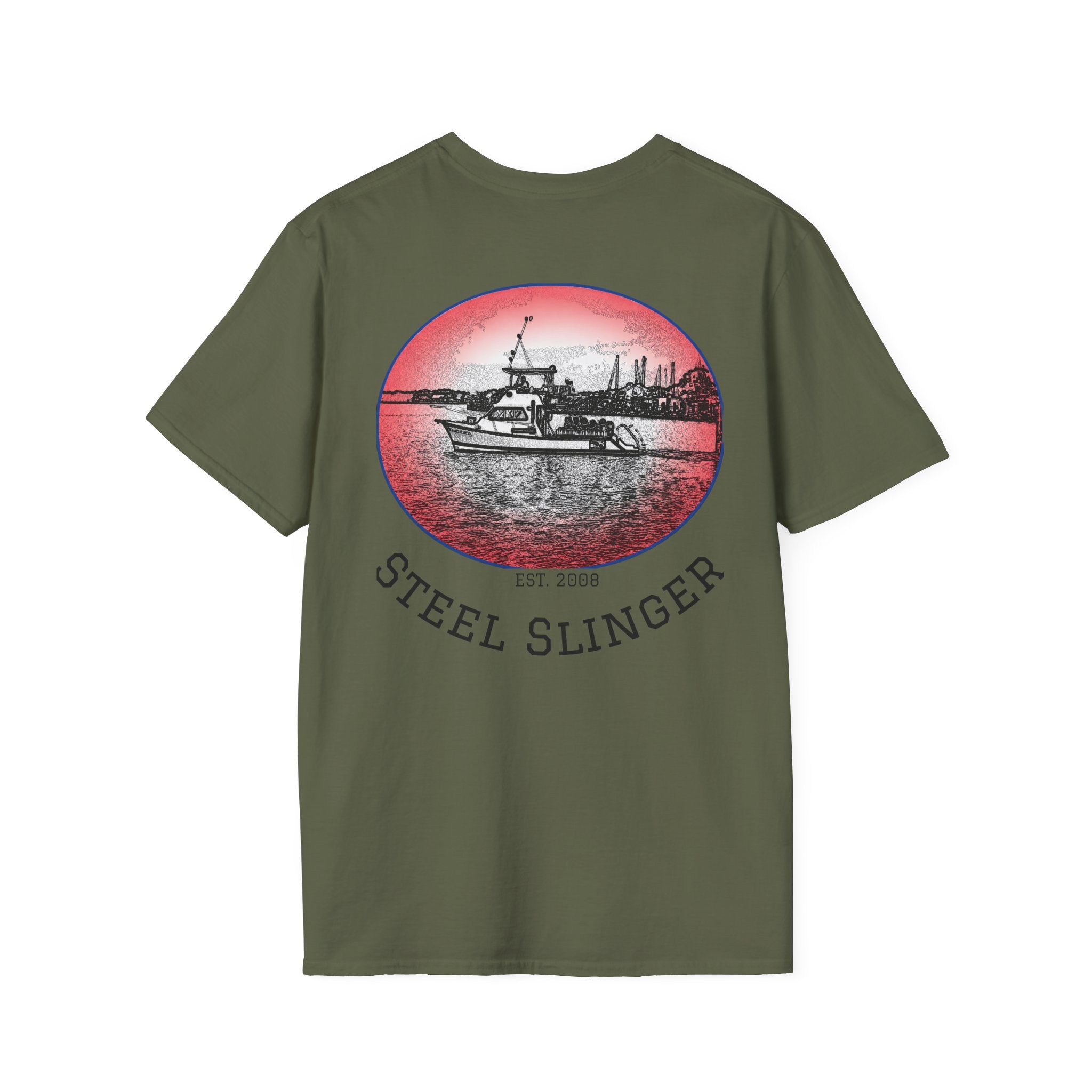 Steel Slinger Boat T-Shirt — Retro Fishing/Boating Tee (Est. 2008)